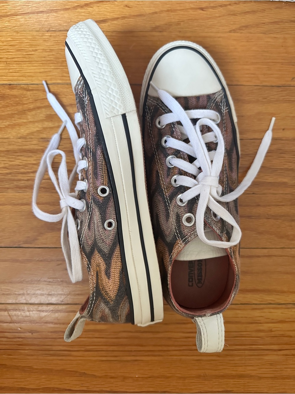 Missoni Converse Low Top Sneakers in Brown and White Sparkle Patterned Canvas
